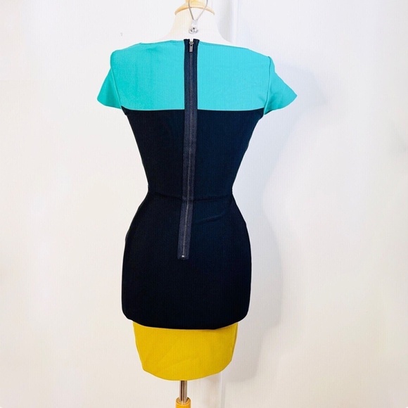 BCBGMaxAzria Women Sz M Color block Party/Wedding Guest/Cocktai Dress Multicolor - Picture 4 of 7